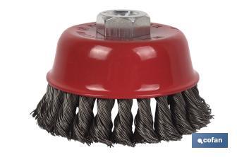 Twist knot wire cup brush M14 Steel - Cofan