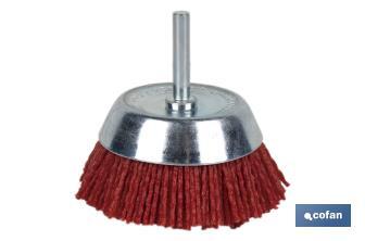 Escova de copo abrasiva com fio de nylon | Disponível em diferentes tamanhos | Adequada para polir, esmerilhar, remover ferrugem, etc. - Cofan