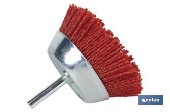 Escova de copo abrasiva com fio de nylon | Disponível em diferentes tamanhos | Adequada para polir, esmerilhar, remover ferrugem, etc. - Cofan