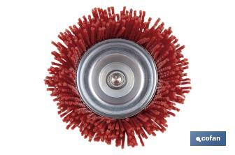 Escova de copo abrasiva com fio de nylon | Disponível em diferentes tamanhos | Adequada para polir, esmerilhar, remover ferrugem, etc. - Cofan