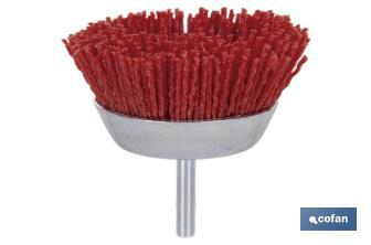 Escova de copo abrasiva com fio de nylon | Disponível em diferentes tamanhos | Adequada para polir, esmerilhar, remover ferrugem, etc. - Cofan