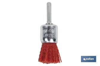 Escova tipo pincel com fios de nylon abravisa | Diâmetro de 6 mm x 25 mm | Adequada para polir, esmerilhar, remover ferrugem, etc. - Cofan
