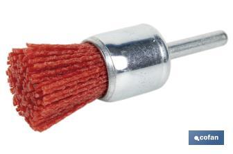 Escova tipo pincel com fios de nylon abravisa | Diâmetro de 6 mm x 25 mm | Adequada para polir, esmerilhar, remover ferrugem, etc. - Cofan