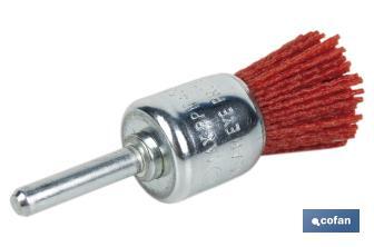 Escova tipo pincel com fios de nylon abravisa | Diâmetro de 6 mm x 25 mm | Adequada para polir, esmerilhar, remover ferrugem, etc. - Cofan