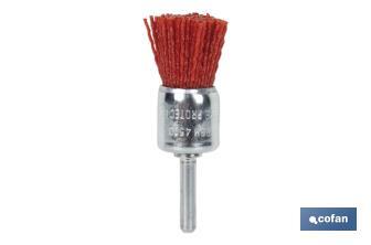 Escova tipo pincel com fios de nylon abravisa | Diâmetro de 6 mm x 25 mm | Adequada para polir, esmerilhar, remover ferrugem, etc. - Cofan