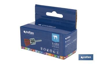 Escova tipo pincel com fios de nylon abravisa | Diâmetro de 6 mm x 25 mm | Adequada para polir, esmerilhar, remover ferrugem, etc. - Cofan