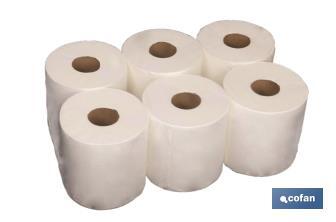 Papel Secamanos blanco | Material reciclado | Pack de 6 Rollos | Peso rollo 0,8 kilos 90 metros - Cofan