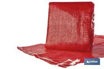 Pack 10 sacos | Color rojo y naranja | De polymesh | Con pasador | Medidas 55 x 83 cm - Cofan