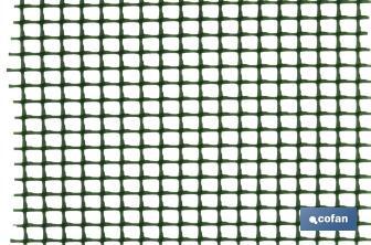 PVC square mesh | Mesh aperture of 5mm | Available in green | Size: 1 x 25mm - Cofan