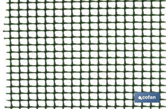 PVC square mesh | Mesh aperture of 5mm | Available in green | Size: 1 x 25mm - Cofan