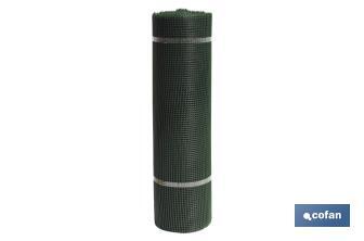 Rete di PVC | Fori quadrati di 10 mm | Verde | Dimensioni: 1 x 25 m - Cofan