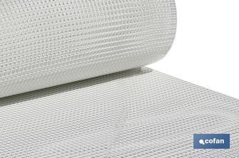 PVC square mesh | Mesh aperture of 10mm | Available in white | Size: 1 x 25mm - Cofan