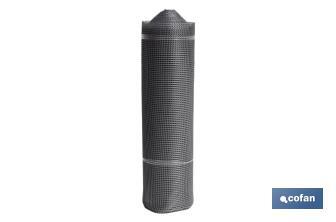 PVC square mesh | Mesh aperture of 10mm | Available in silver grey | Size: 1 x 25mm - Cofan