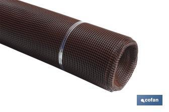 PVC square mesh | Mesh aperture of 10mm | Available in brown | Size: 1 x 25mm - Cofan