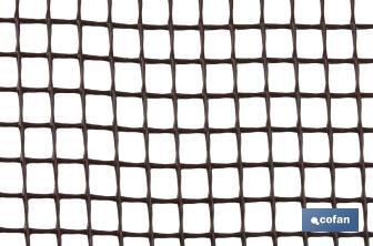 PVC square mesh | Mesh aperture of 10mm | Available in brown | Size: 1 x 25mm - Cofan