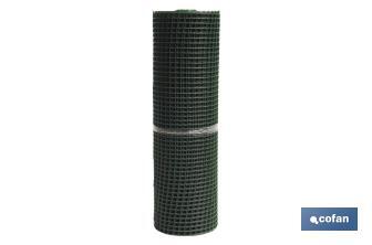 PVC square mesh | Mesh aperture of 20mm | Available in green | Size: 1 x 25mm - Cofan