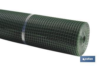 Rete di PVC | Fori quadrati di 20 mm | Verde | Dimensioni: 1 x 25 m - Cofan