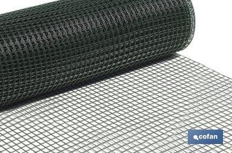 Rete di PVC | Fori quadrati di 20 mm | Verde | Dimensioni: 1 x 25 m - Cofan