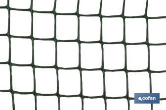 PVC square mesh | Mesh aperture of 20mm | Available in green | Size: 1 x 25mm - Cofan