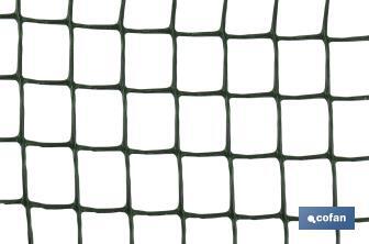 PVC square mesh | Mesh aperture of 20mm | Available in green | Size: 1 x 25mm - Cofan