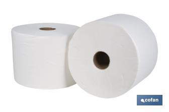 Pack de 2 bobinas industriales de papel secamanos | Doble capa extra | Máxima Absorción - Cofan