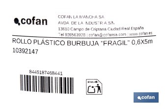 Rollo de plástico de burbuja | Ideal para mudanzas, embalajes y envíos | 40 g/m2 | Dos medidas diferentes| Protección para objetos delicados - Cofan