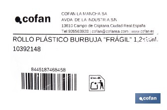 Rollo de plástico de burbuja | Ideal para mudanzas, embalajes y envíos | 40 g/m2 | Dos medidas diferentes| Protección para objetos delicados - Cofan