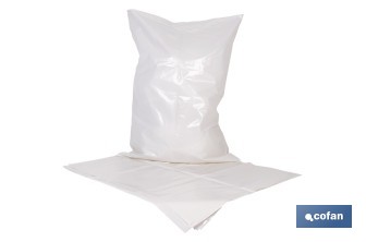 Saco de polietileno blanco impermeable | Galga 300 | Grosor: 75 micras | Medidas: 55 x 75 cm - Cofan