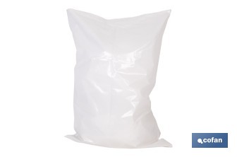 Saco de polietileno blanco impermeable | Galga 300 | Grosor: 75 micras | Medidas: 55 x 75 cm - Cofan