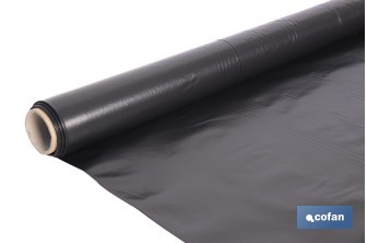 Rollo de film negro | Material: polietileno | Galga 400 | Grosor: 100 micras | Protección de embalajes | Disponible en diferentes medidas - Cofan