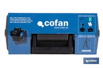 Nivel láser autonivelante de líneas cruzadas 3 x 360° | Modo automático y manual | Alta precisión | Incluye base magnética y maletín - Cofan
