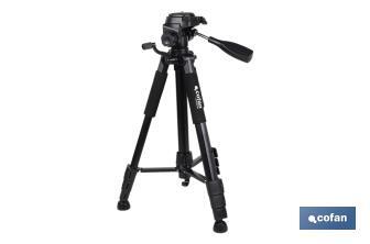 Universal telescopic tripod | 3 extensible legs | Adjustable height from 49cm to 149cm | Material: ABS + aluminium | Carrying bag included - Cofan