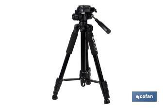 Universal telescopic tripod | 3 extensible legs | Adjustable height from 49cm to 149cm | Material: ABS + aluminium | Carrying bag included - Cofan