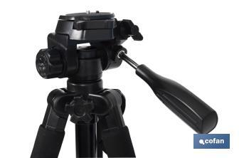 Universal telescopic tripod | 3 extensible legs | Adjustable height from 49cm to 149cm | Material: ABS + aluminium | Carrying bag included - Cofan