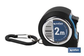 Flexómetro 2 x 16 mm | Carcasa de ABS | Cinta con recubrimiento anticorrosión | Calibración en los bordes | Incluye mosquetón - Cofan
