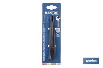 Cúter profesional de ABS | Con recubrimiento antideslizante TPR | Hoja negra ultra afilada SK2 | Bloqueo automático | Disponible en 3 medidas - Cofan