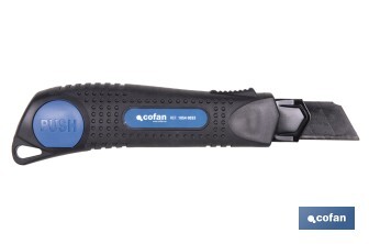 Cúter profesional de ABS | Con recubrimiento antideslizante TPR | Hoja negra ultra afilada SK2 | Bloqueo automático | Disponible en 3 medidas - Cofan