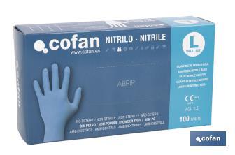 Box of 100 nitrile gloves | Fine and elastic gloves | Powdered-free | Comfortable and pleasant to the touch - Cofan
