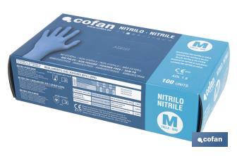 Box of 100 nitrile gloves | Fine and elastic gloves | Powdered-free | Comfortable and pleasant to the touch - Cofan
