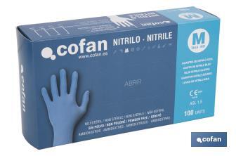 Box of 100 nitrile gloves | Fine and elastic gloves | Powdered-free | Comfortable and pleasant to the touch - Cofan
