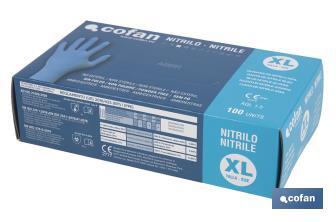 Box of 100 nitrile gloves | Fine and elastic gloves | Powdered-free | Comfortable and pleasant to the touch - Cofan