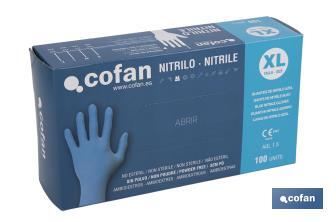 Box of 100 nitrile gloves | Fine and elastic gloves | Powdered-free | Comfortable and pleasant to the touch - Cofan
