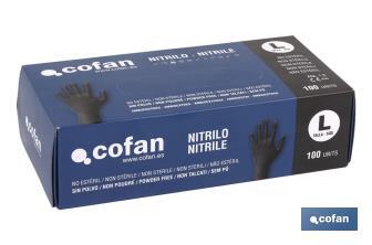 Caja de 100 unidades de guantes de nitrilo | Finos y elásticos | Sin polvo | Cómodos y agradables al tacto - Cofan