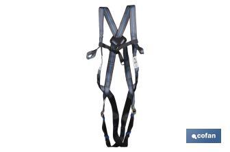 Set of harness | 2 anchorage-points | Safety rope | 2 safety carabiners | EN 361/EN 354/EN362 - Cofan