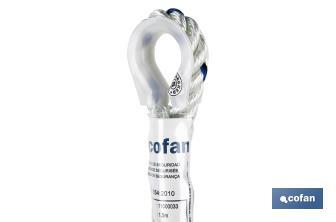 Harness safety rope | Size: 1.5m | Ø 12mm | Breaking strength of 22kN | Supplied with buckles and thimbles - Cofan