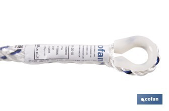 Cuerda de seguridad para Arnés | Medida en 1,5 m | Ø 12 mm | Con Hebillas y Guardacabos - Cofan