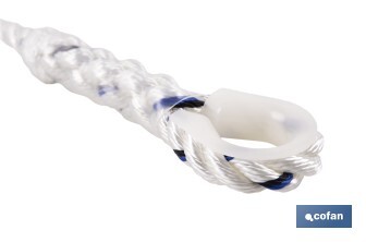 Cuerda de seguridad para Arnés | Medida en 1,5 m | Ø 12 mm | Con Hebillas y Guardacabos - Cofan