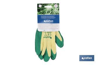 Handschuhe aus Strickstoff, beschichtet mit rauem Latex, in Grün - Cofan