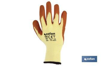 Canvas glove with latex palm | Correct adhesion and tough gloves | Ideal for manual tasks | Comfortable and adjustable gloves - Cofan