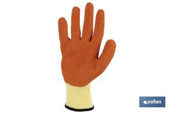 Handschuhe aus Strickstoff, beschichtet mit rauem Latex, in Orange - Cofan